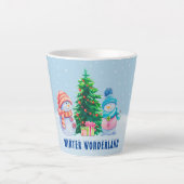 Winter Wonderland Snowman Couple Latte Tasse (Vorderseite)