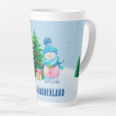Winter Wonderland Snowman Couple Latte Tasse (Rechte Ecke)