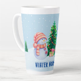 Winter Wonderland Snowman Couple Latte Tasse