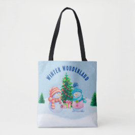 Winter Wonderland Snowman Couple Tasche