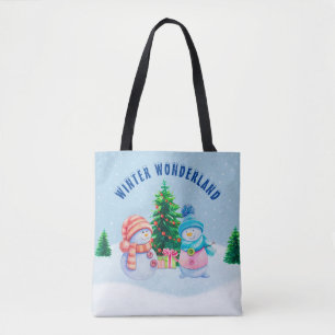Winter Wonderland Snowman Couple Tasche