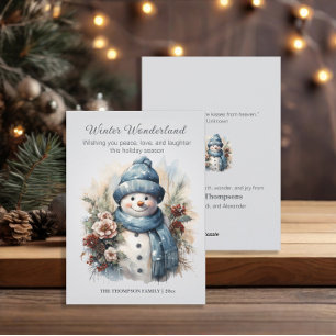 Winter Wonderland Snowman Dusty Blue Feiertagskarte