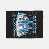 Winter Wonderland Snowman Family Snowflake Cozy Wi Fleecedecke (Vorderseite (Horizontal))