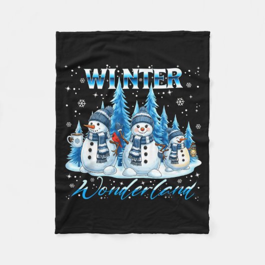 Winter Wonderland Snowman Family Snowflake Cozy Wi Fleecedecke (Vorderseite)