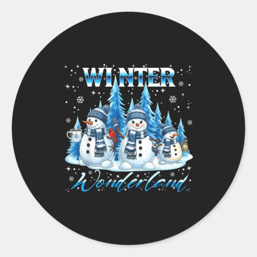 Winter Wonderland Snowman Family Snowflake Cozy Wi Runder Aufkleber (Vorderseite)