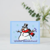 Winter Wonderland Snowman Postcard Postkarte (Stehend Vorderseite)