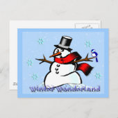 Winter Wonderland Snowman Postcard Postkarte (Vorne/Hinten)