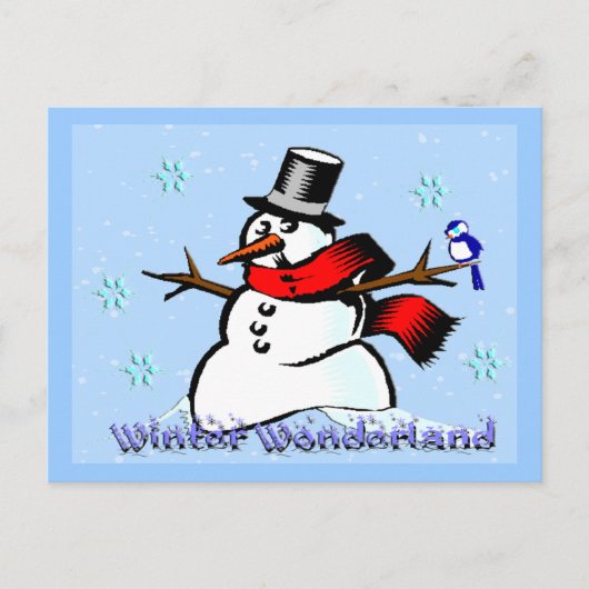 Winter Wonderland Snowman Postcard Postkarte (Vorderseite)