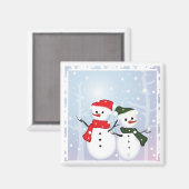 Winter Wonderland Snowman Unser erstes Weihnachtsf Magnet (Vorderseite/Rückseite)