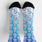 Winter Wonderland Snowman With Blue Hat and Scarf Socken (Oben)