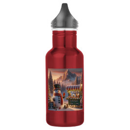 Winter Wonderland Snowman's Hot Chocolate Cart Edelstahlflasche