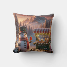 Winter Wonderland Snowman's Hot Chocolate Cart Kissen
