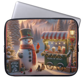 Winter Wonderland Snowman's Hot Chocolate Cart Laptopschutzhülle