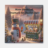 Winter Wonderland Snowman's Hot Chocolate Cart Magnet (Vorne)