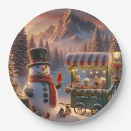 Winter Wonderland Snowman's Hot Chocolate Cart Pappteller