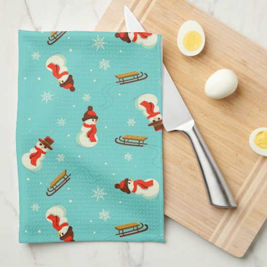 Winter Wonderland Snowmen Geschirrtuch (Viertel Falte)