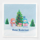 Winter Wonderland Snowmen Paper Napkin Serviette (Vorderseite)