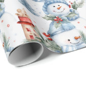 Winter Wonderland Snowmen Wrapping Paper Geschenkpapier (Rolleneckpunkt)