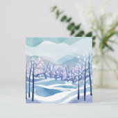 Winter Wonderland Snowy Blue Aquarellmalerei Karte (Stehend Vorderseite)