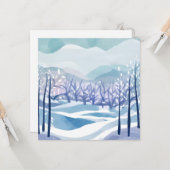 Winter Wonderland Snowy Blue Aquarellmalerei Karte (Vorderseite/Rückseite Beispiel)