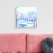 Winter Wonderland Snowy Blue Aquarellmalerei Leinwanddruck (Insitu (Wohnzimmer))