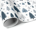 Winter Wonderland Snowy Blue Christmas Geschenkpapier<br><div class="desc">Handgezeichnetes,  schneebedecktes Weihnachtsgebäck mit skurrilen Weihnachtskiefern in verschiedenen Blautönen mit Schneeflocken,  Blume und Sternen.</div>