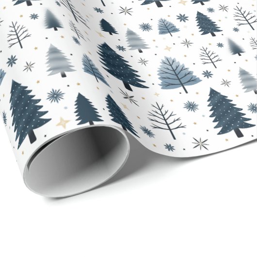 Winter Wonderland Snowy Blue Christmas Geschenkpapier (Rolleneckpunkt)