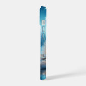 Winter Wonderland Snowy Cabin mit Frozen River iPhone 15 Hülle (Linke Seite)