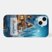 Winter Wonderland Snowy Cabin mit Frozen River iPhone 15 Hülle (Rückseite (Horizontal))