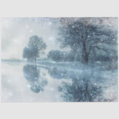 Winter Wonderland Snowy Forest and Pond Decoupage Seidenpapier (Vorderseite)