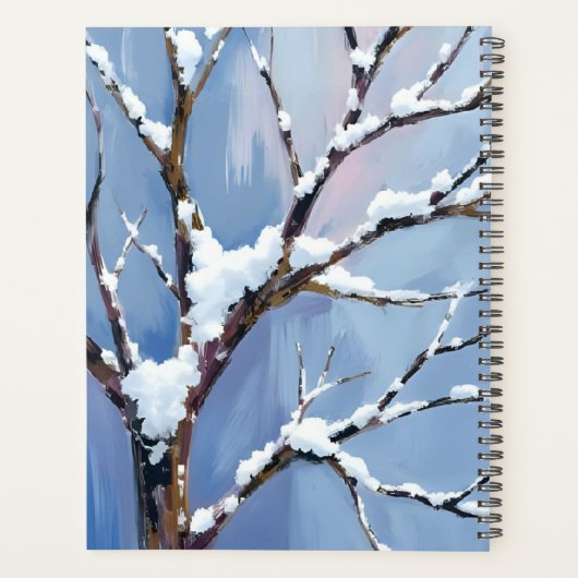 Winter Wonderland Snowy Tree Branches Painted Planer (Rückseite)