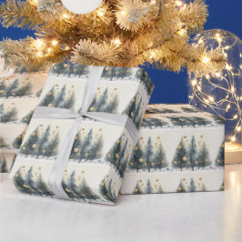 Winter Wonderland Sparkle & Gold Bäume Geschenkpapier