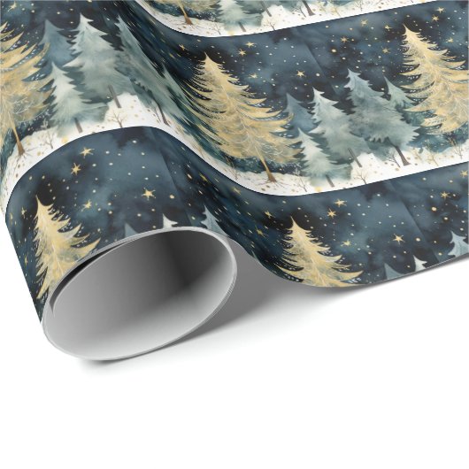 Winter Wonderland Sparkling Weihnachtsbaumen Geschenkpapier (Rolleneckpunkt)
