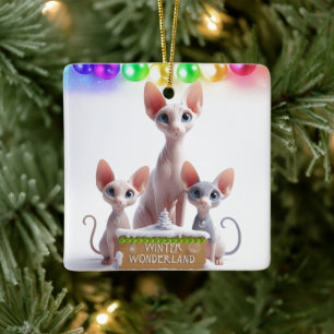 Winter Wonderland Sphynx Weihnachtsbaumschmuck Keramikornament