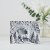 Winter Wonderland Stag Deer in Motion Postcard Postkarte (Stehend Vorderseite)