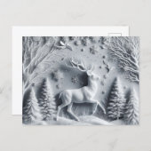 Winter Wonderland Stag Deer in Motion Postcard Postkarte (Vorne/Hinten)