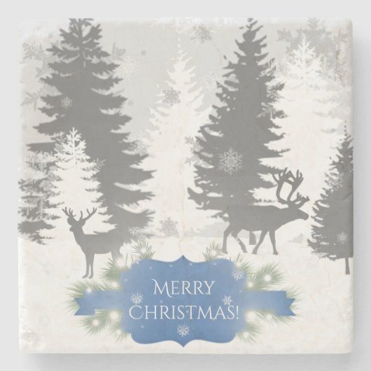 Winter Wonderland Stone Untersetzer - Blau (Vorderseite)