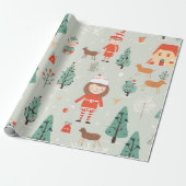 Winter Wonderland Storybook Scene Geschenkpapier (Ungerollt)