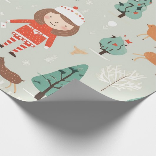 Winter Wonderland Storybook Scene Geschenkpapier (Ecke)