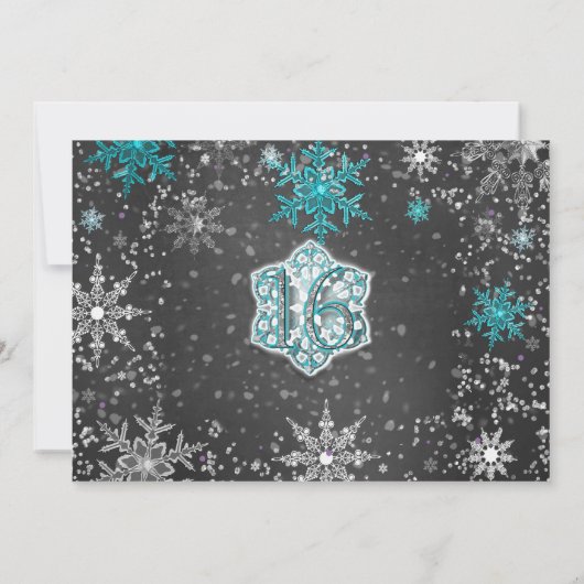 Winter Wonderland Sweet 16 Party Foto Einladungen (Rückseite)