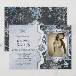 Winter Wonderland Sweet 16 Party Foto Einladungen