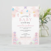 Winter Wonderland Sweet Little Baby Dusche Einladung (Stehend Vorderseite)