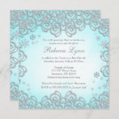 Winter Wonderland Swirt Schneeflocken Bat Mitzvah Einladung (Vorne/Hinten)