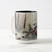 Winter Wonderland Tasse | Evergreen Pine Red Berri (Vorderseite Links)