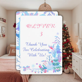 Winter Wonderland Thank You Card, Snowman Forest Dankeskarte