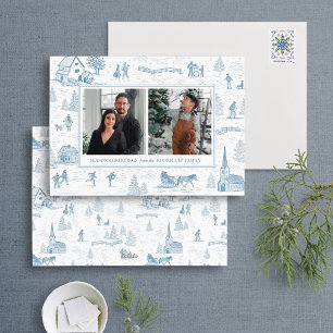 Winter Wonderland Toile Holiday Multi Foto Card Feiertagskarte