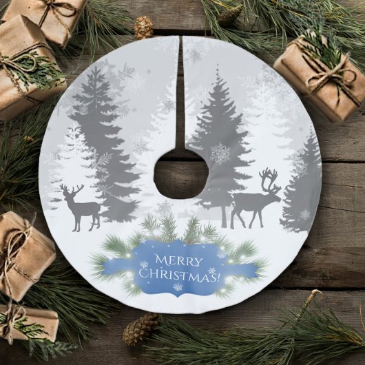 Winter Wonderland Tree Skirt - Blau Polyester Weihnachtsbaumdecke