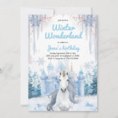 Winter Wonderland Unicorn Birthday  Einladung (Vorderseite)