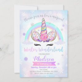 Winter Wonderland Unicorn Einladung zum Geburtstag