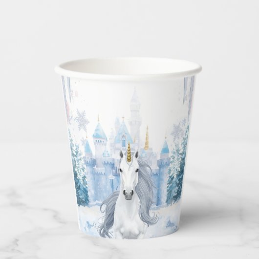 Winter Wonderland Unicorn| Magical Snow Pappbecher (Vorderseite)